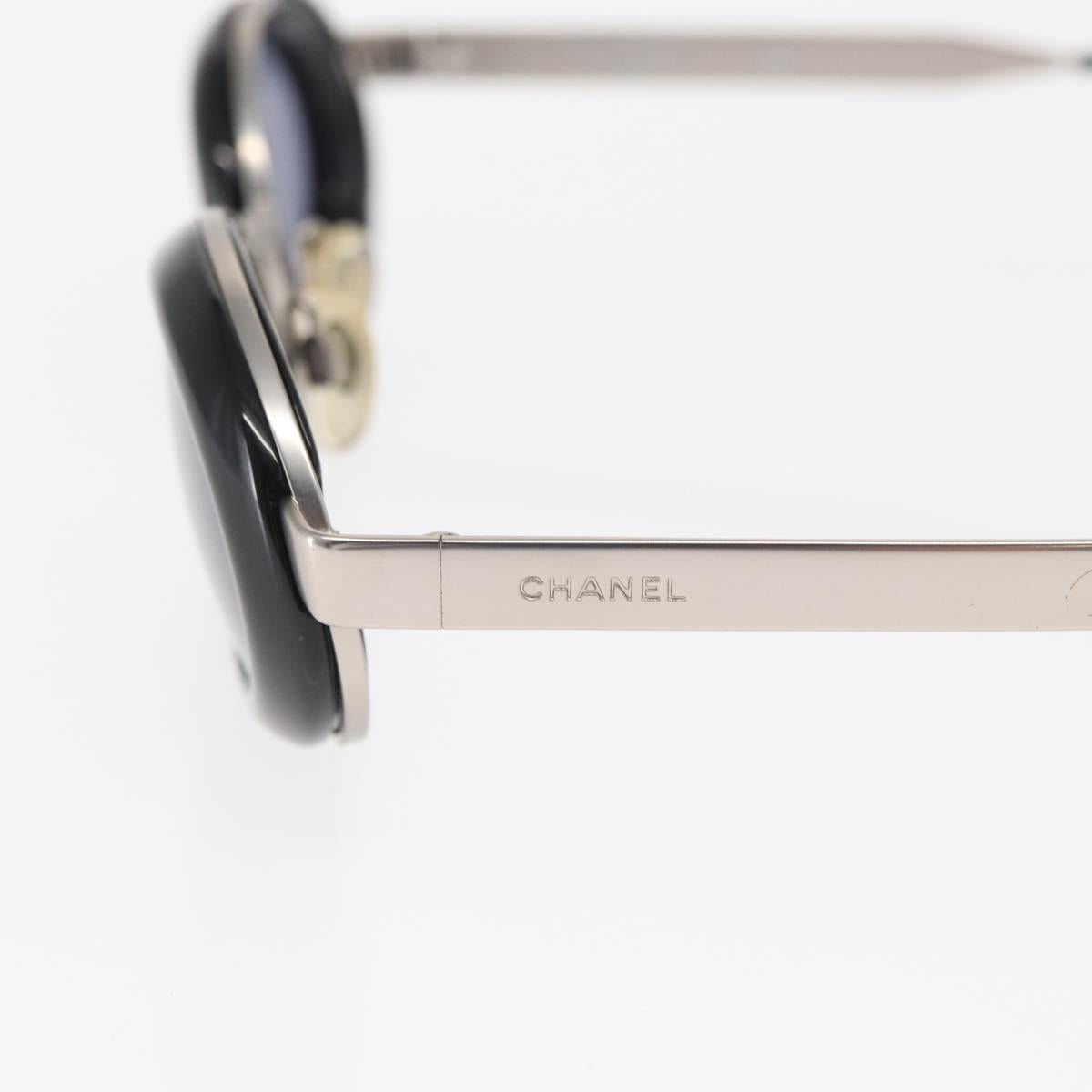 CHANEL Sunglasses metal Silver tone CC Auth 160904