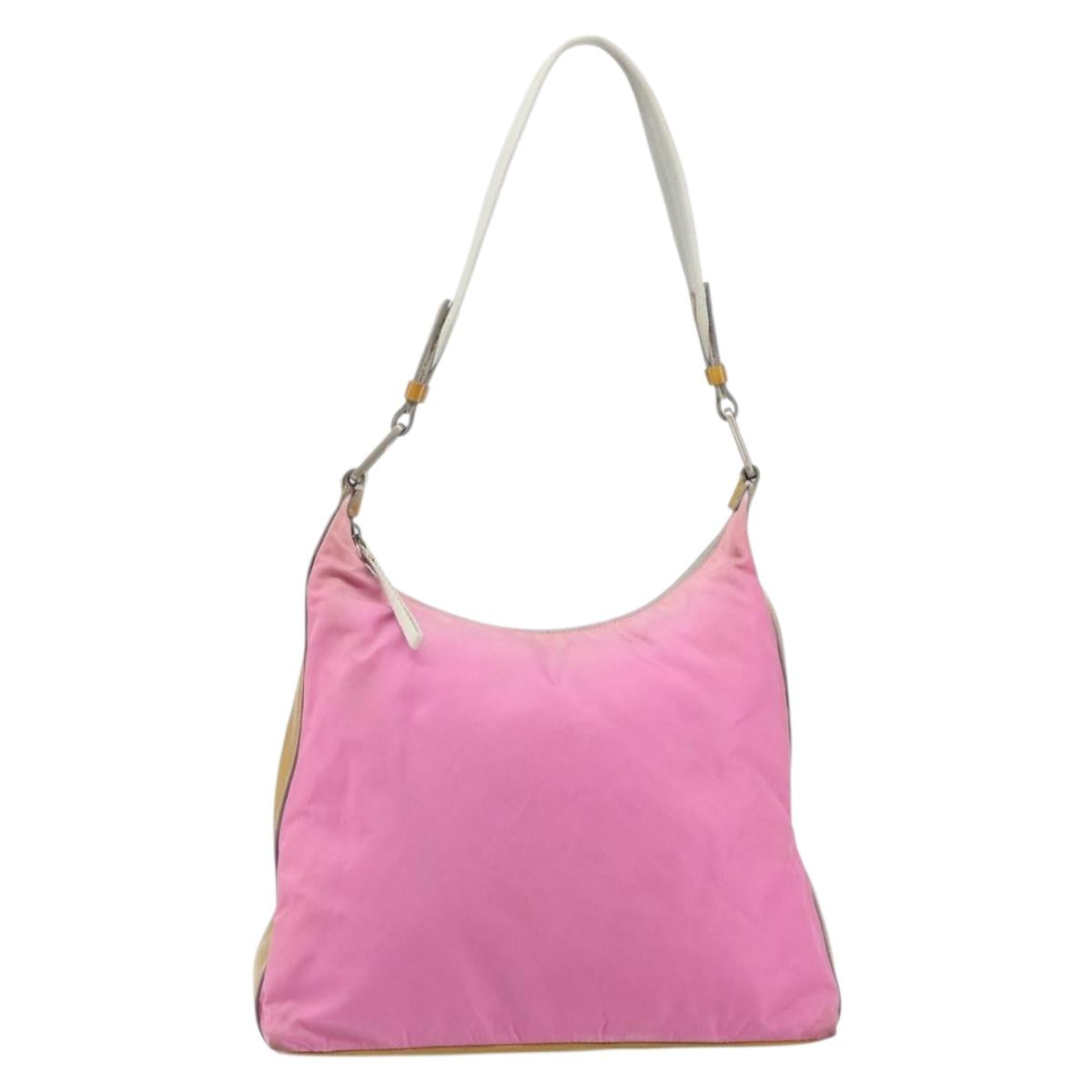 PRADA Shoulder Bag Nylon Pink Silver Auth 160914