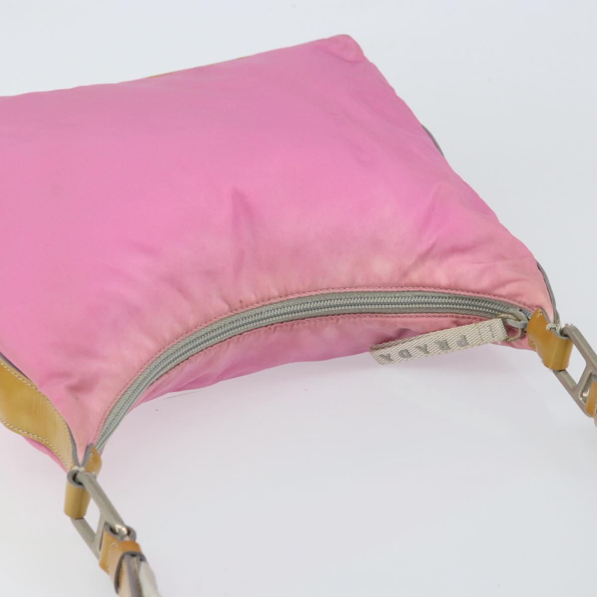 PRADA Shoulder Bag Nylon Pink Silver Auth 160914