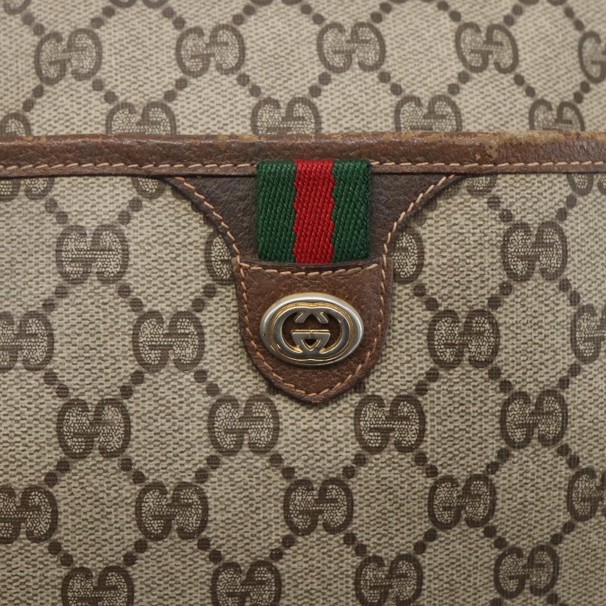 GUCCI GG Supreme Web Sherry Line Shoulder Bag PVC Beige 89 02 077 Auth 160926