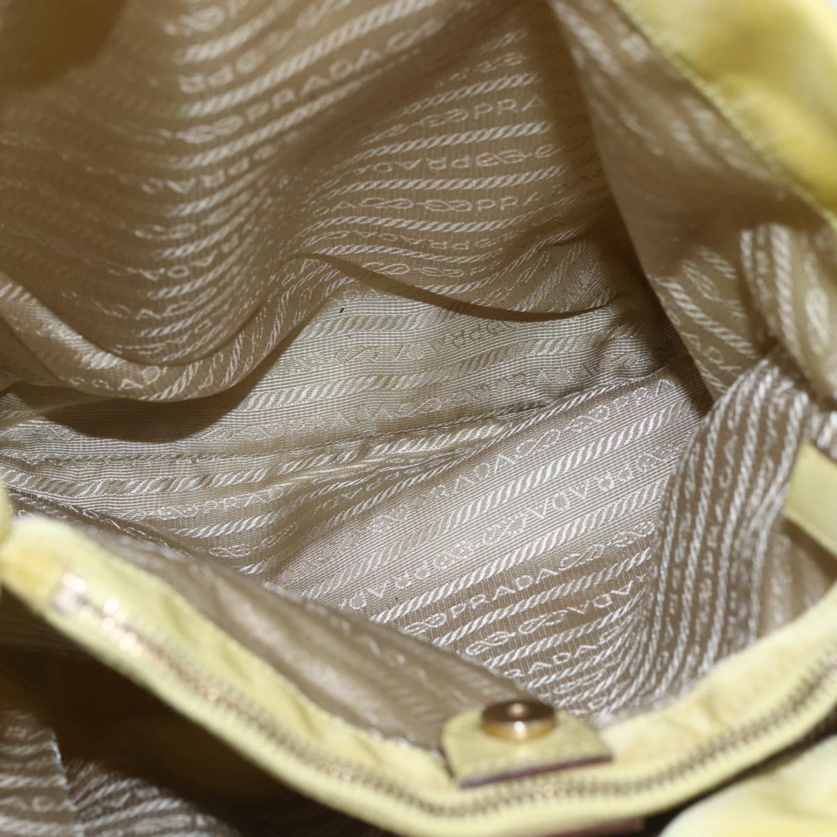 PRADA Tote Bag Nylon Yellow Gold Auth 160930