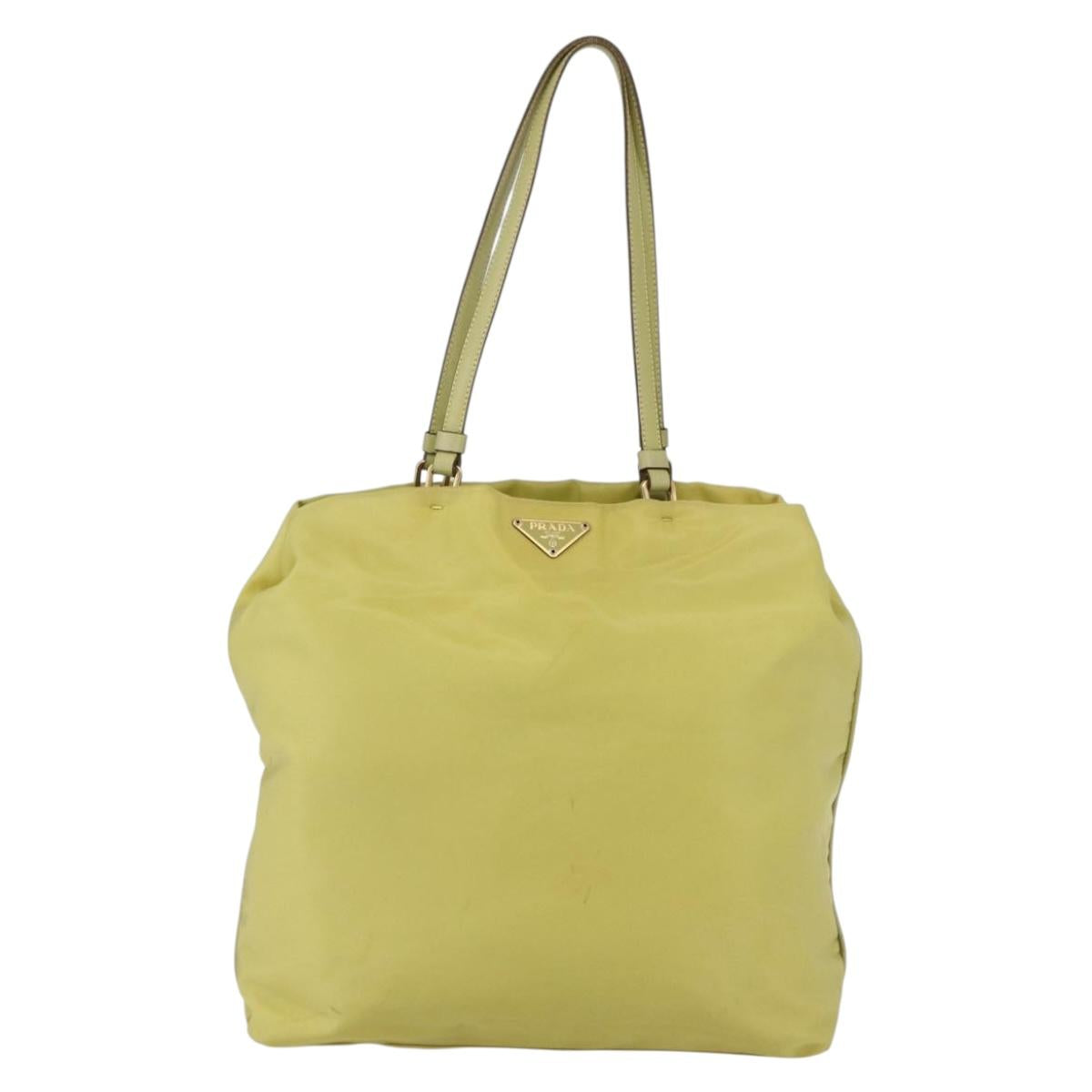 PRADA Tote Bag Nylon Yellow Gold Auth 160930