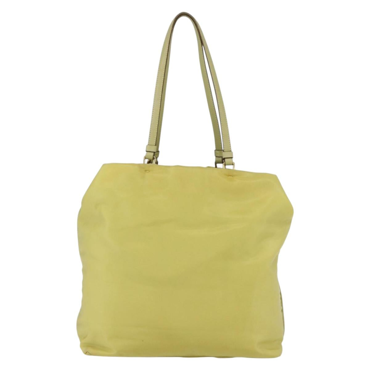 PRADA Tote Bag Nylon Yellow Gold Auth 160930
