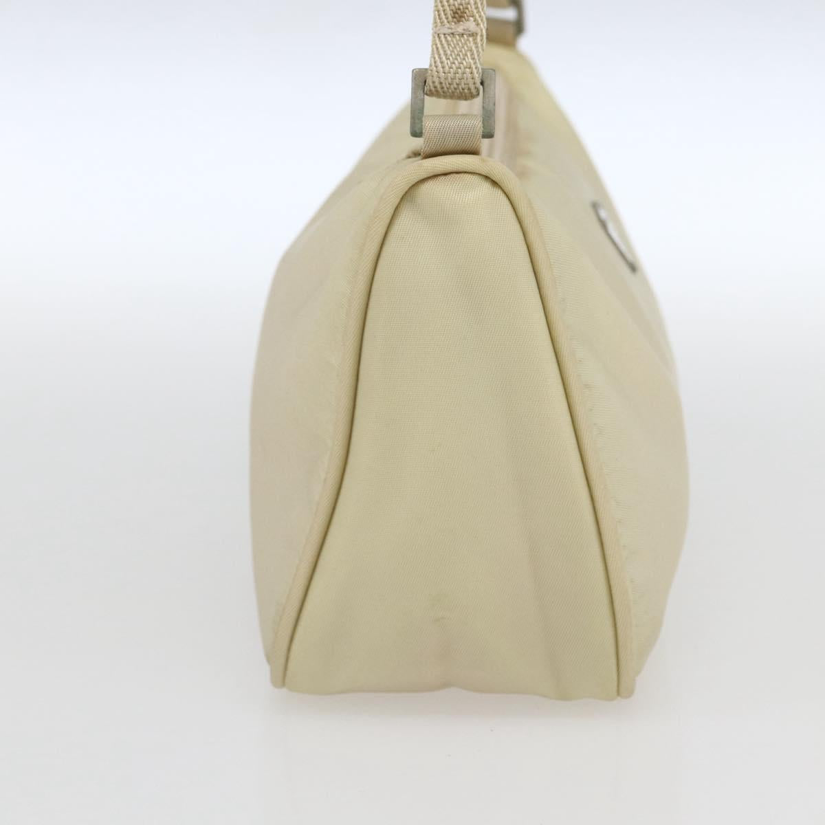 PRADA Accessory Pouch Nylon Ivory Silver Auth 160936
