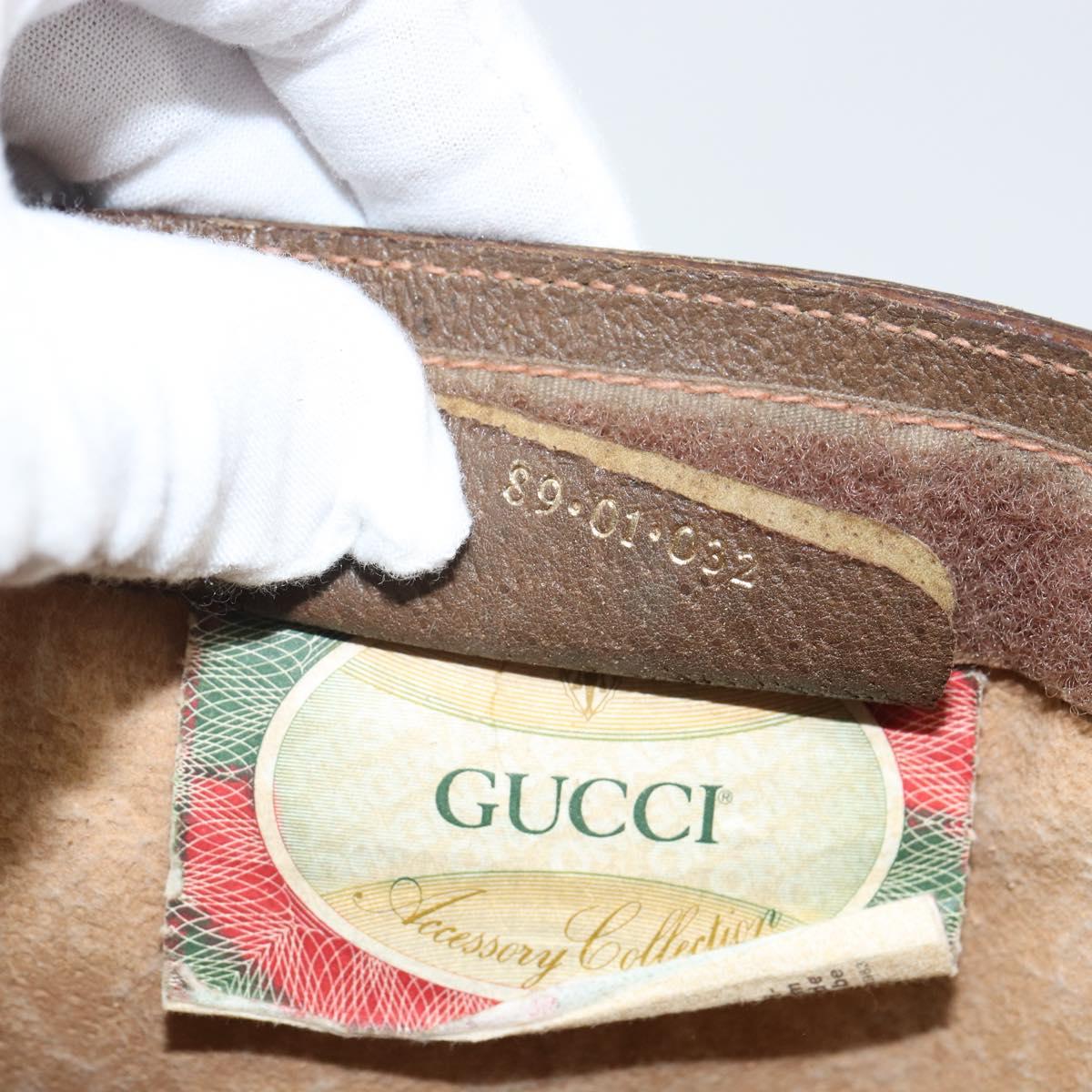 GUCCI GG Supreme Web Sherry Line Clutch Bag PVC Beige Gold 89 01 032 Auth 160944