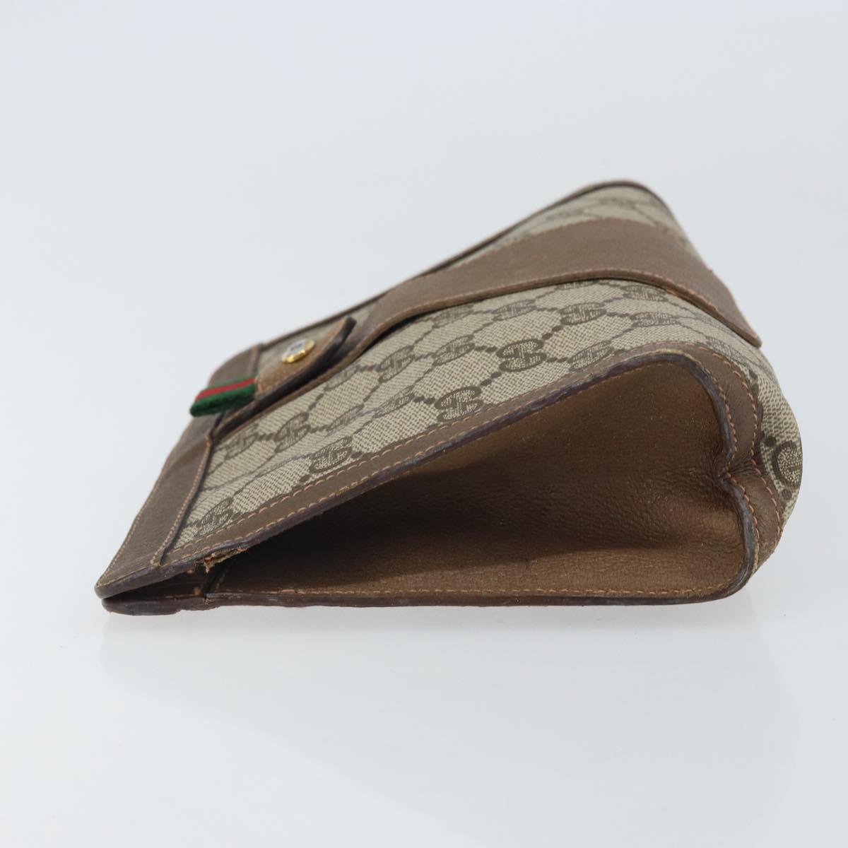 GUCCI GG Supreme Web Sherry Line Clutch Bag PVC Beige Gold 89 01 032 Auth 160944