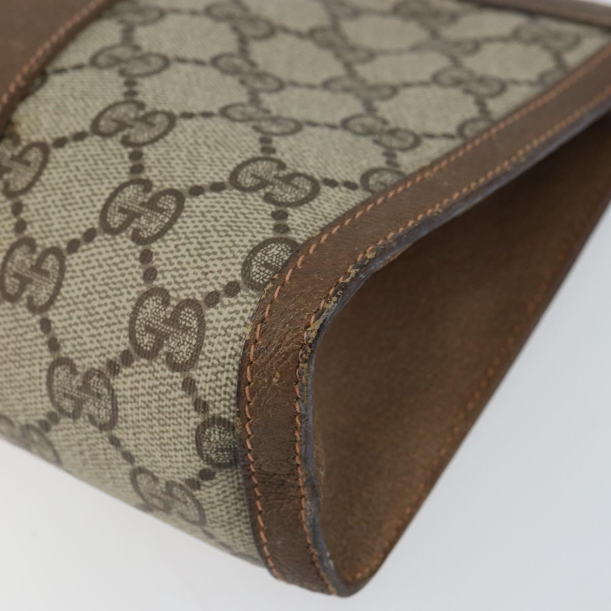 GUCCI GG Supreme Web Sherry Line Clutch Bag PVC Beige Gold 89 01 032 Auth 160944