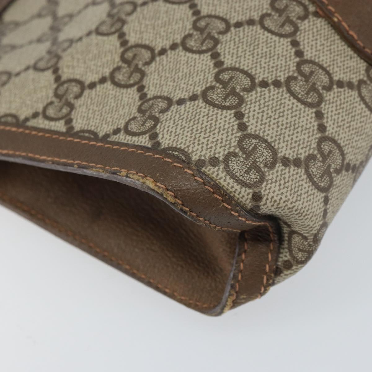 GUCCI GG Supreme Web Sherry Line Clutch Bag PVC Beige Gold 89 01 032 Auth 160944
