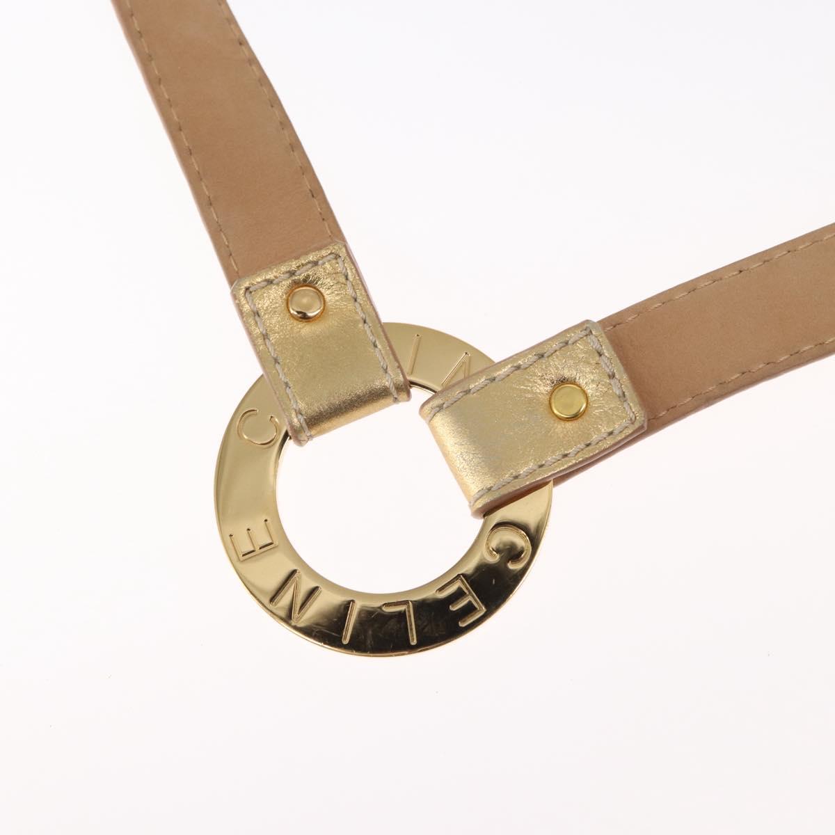 CELINE Belt Leather 66.9"" Gold Auth 160949