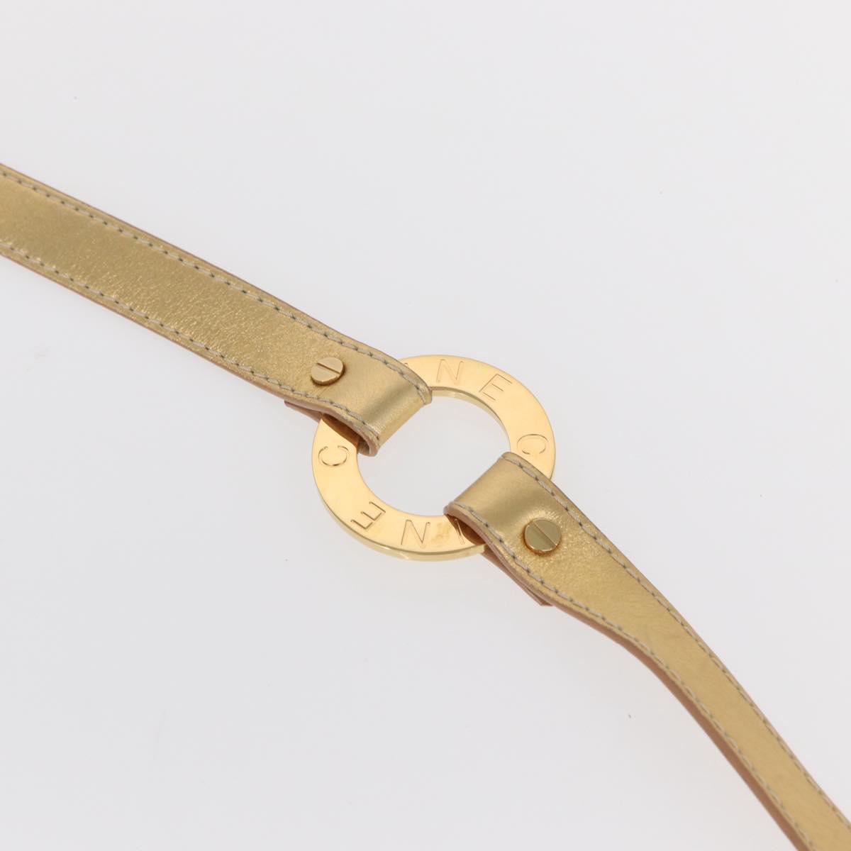 CELINE Belt Leather 66.9"" Gold Auth 160949