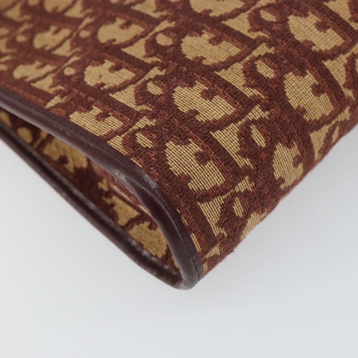 Christian Dior Trotter Canvas Shoulder Bag Red Gold Auth 160953