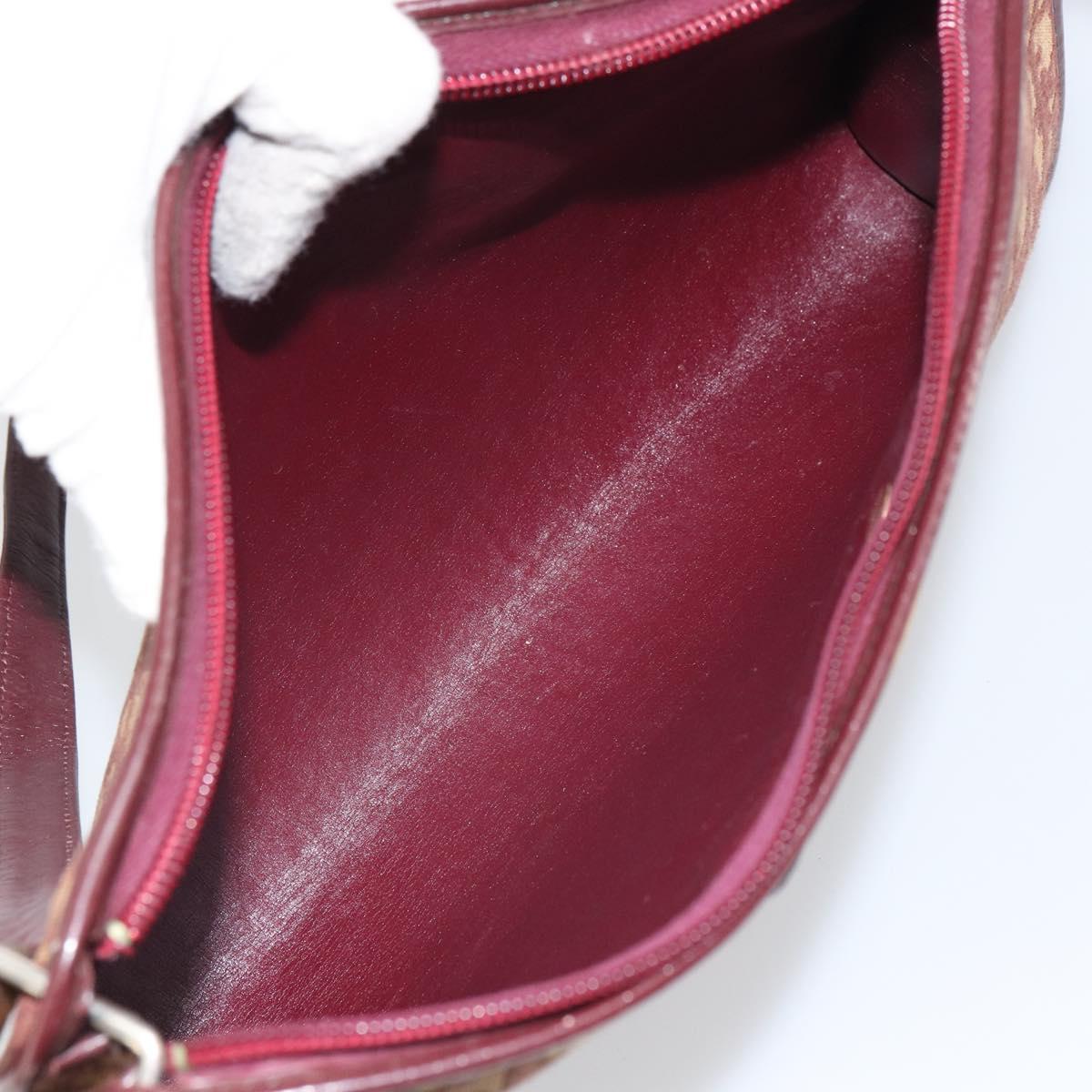 Christian Dior Trotter Canvas Shoulder Bag Red Gold Auth 160953