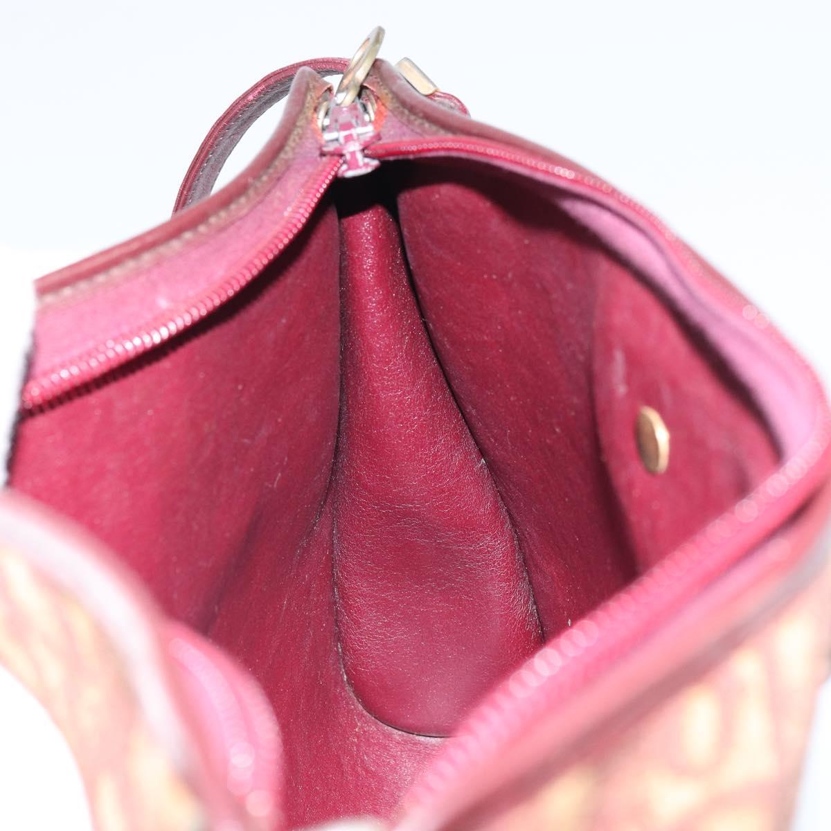 Christian Dior Trotter Canvas Shoulder Bag Red Gold Auth 160953