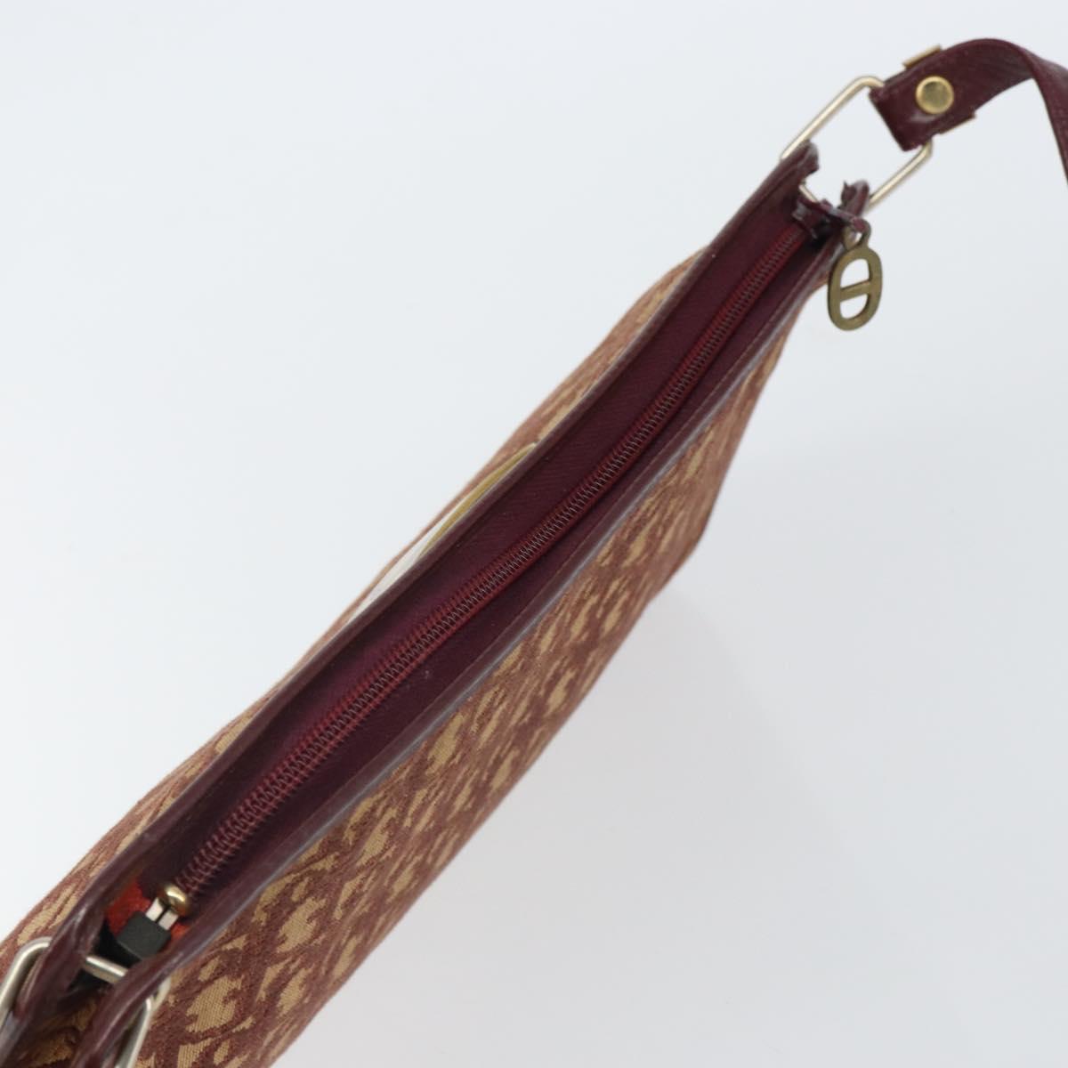 Christian Dior Trotter Canvas Shoulder Bag Red Gold Auth 160953