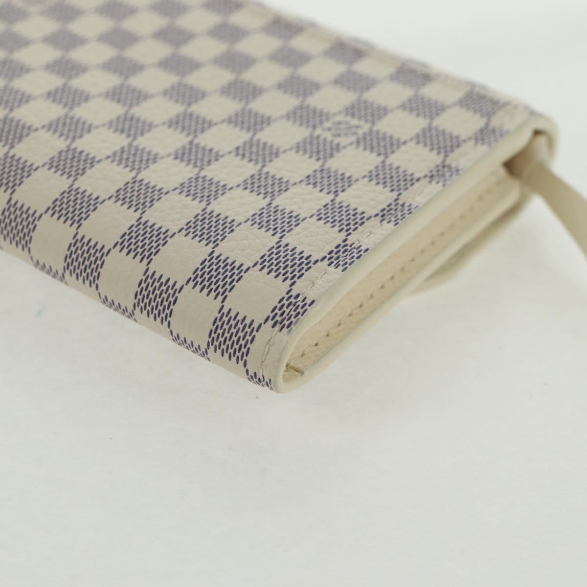 LOUIS VUITTON Damier Azur Porte Monnaie Rosary Coin Purse M25745 LV Auth 160957M