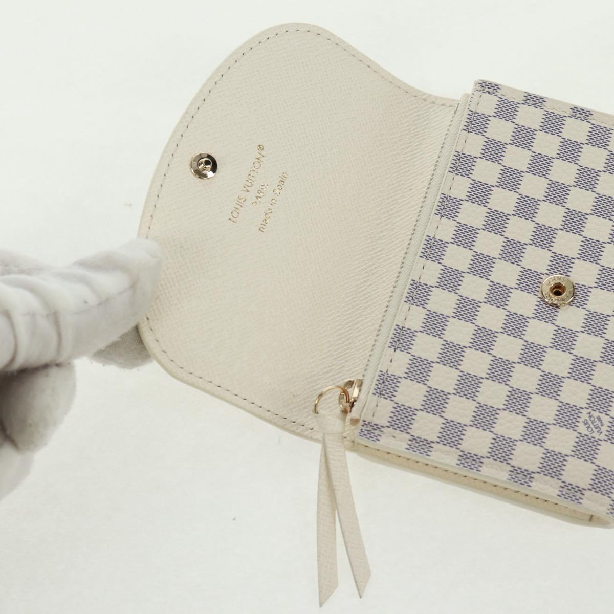 LOUIS VUITTON Damier Azur Porte Monnaie Rosary Coin Purse M25745 LV Auth 160957M