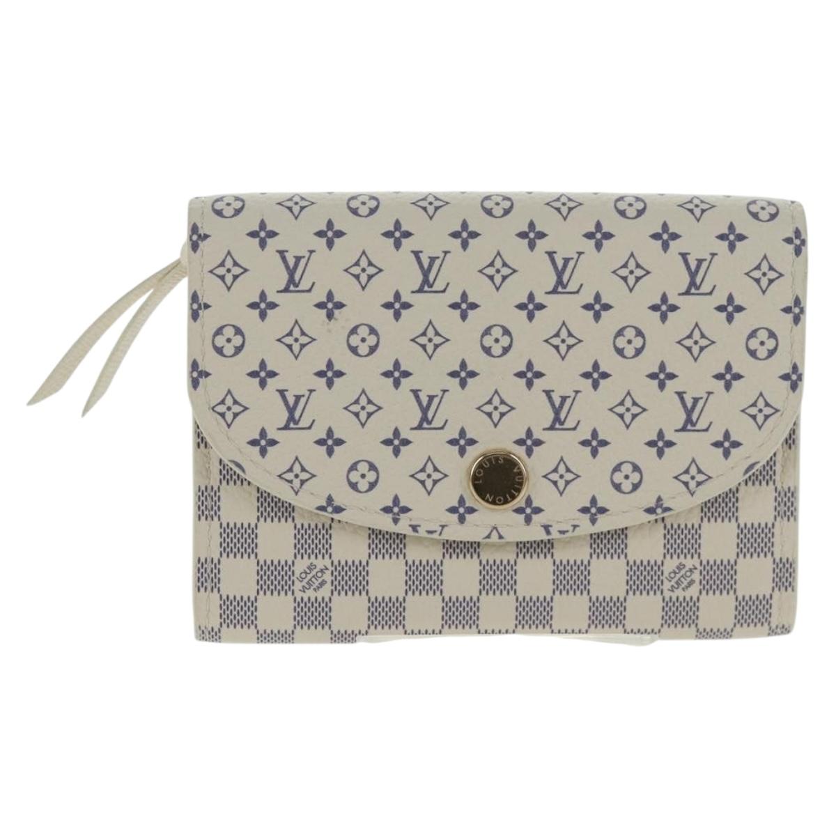 LOUIS VUITTON Damier Azur Porte Monnaie Rosary Coin Purse M25745 LV Auth 160957M