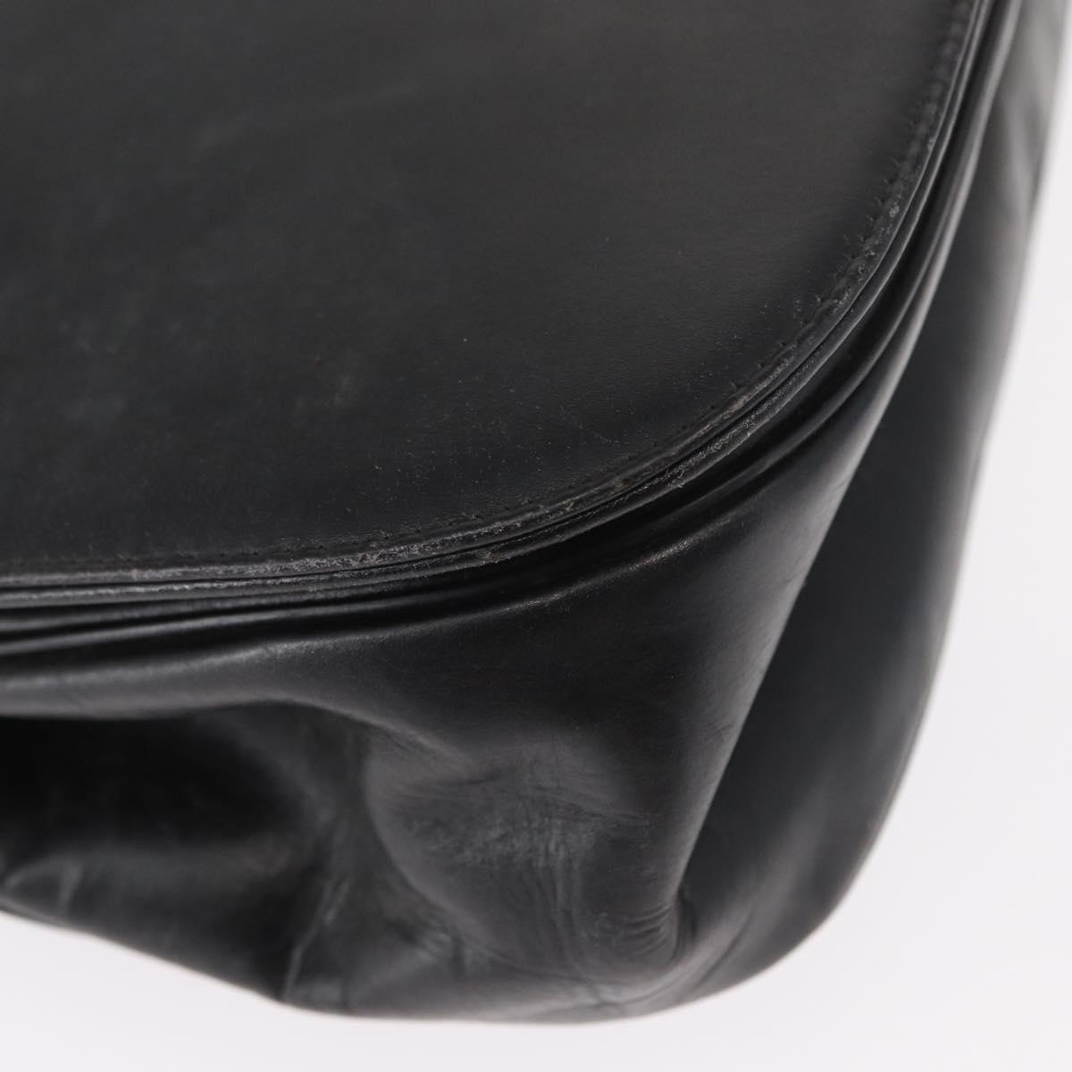 Christian Dior Hand Bag Calf Skin 2way Black Silver Auth 160958