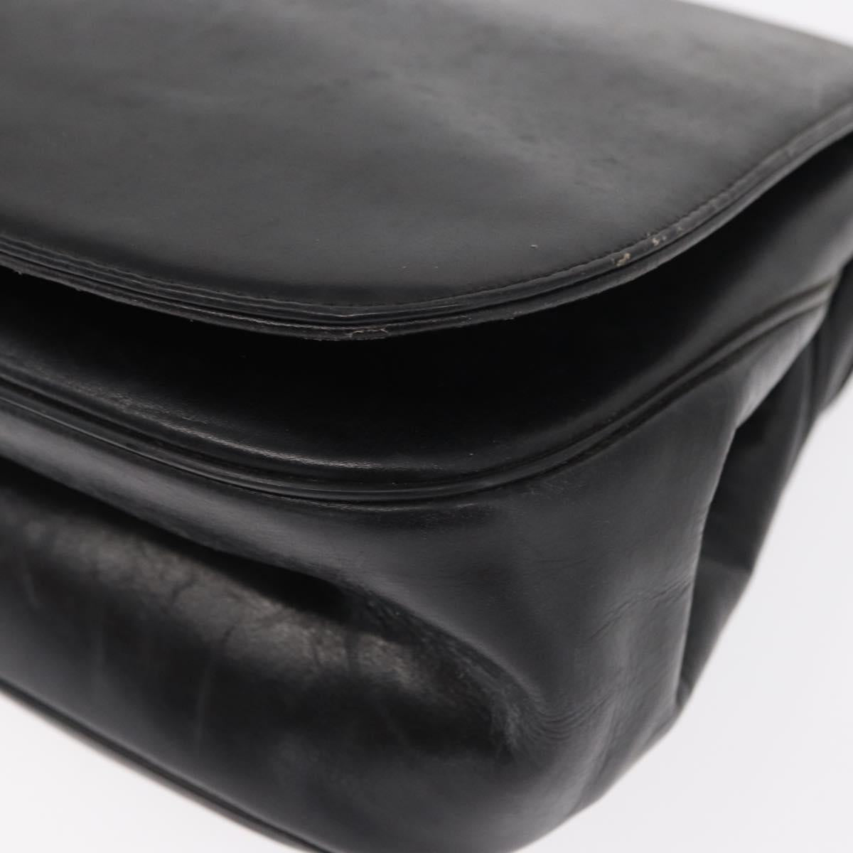 Christian Dior Hand Bag Calf Skin 2way Black Silver Auth 160958