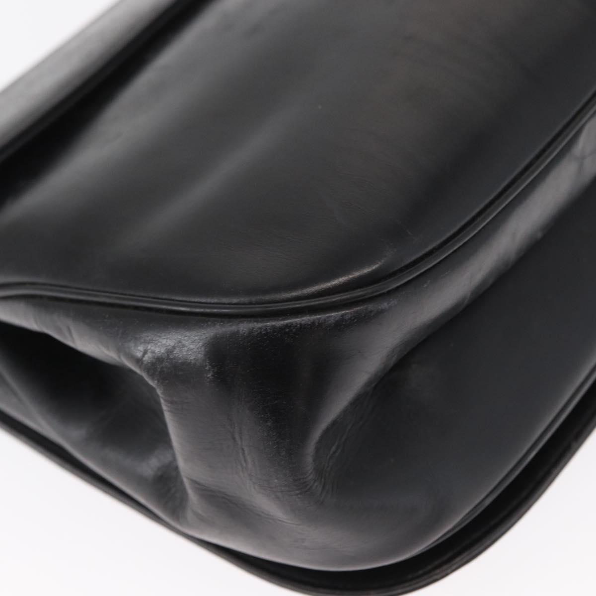 Christian Dior Hand Bag Calf Skin 2way Black Silver Auth 160958