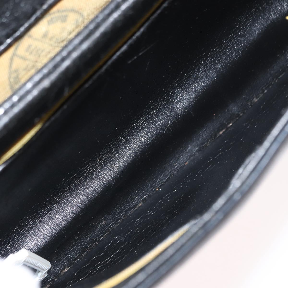 Christian Dior Hand Bag Calf Skin 2way Black Silver Auth 160958