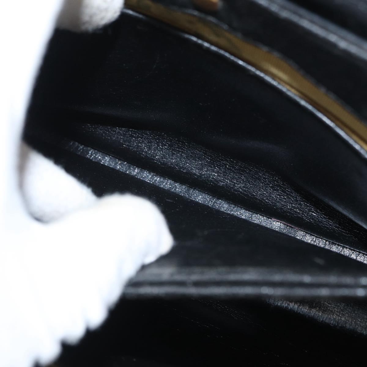 Christian Dior Hand Bag Calf Skin 2way Black Silver Auth 160958