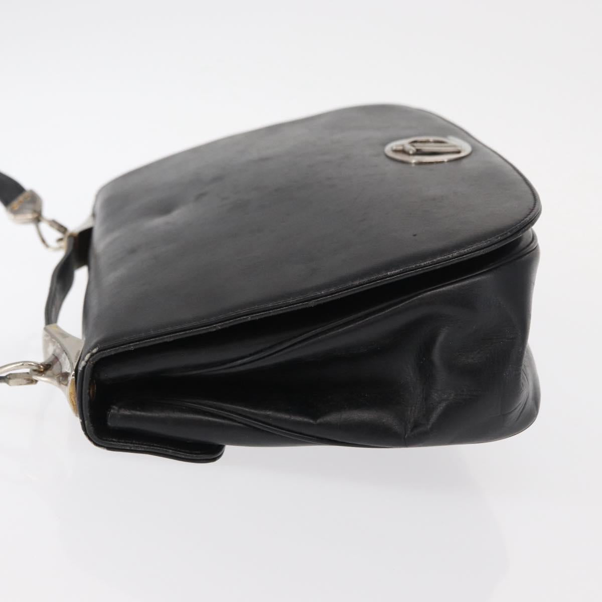 Christian Dior Hand Bag Calf Skin 2way Black Silver Auth 160958