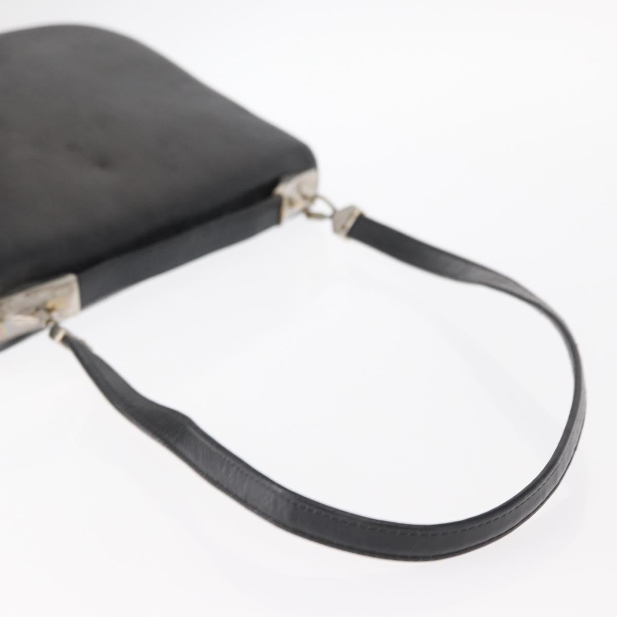 Christian Dior Hand Bag Calf Skin 2way Black Silver Auth 160958