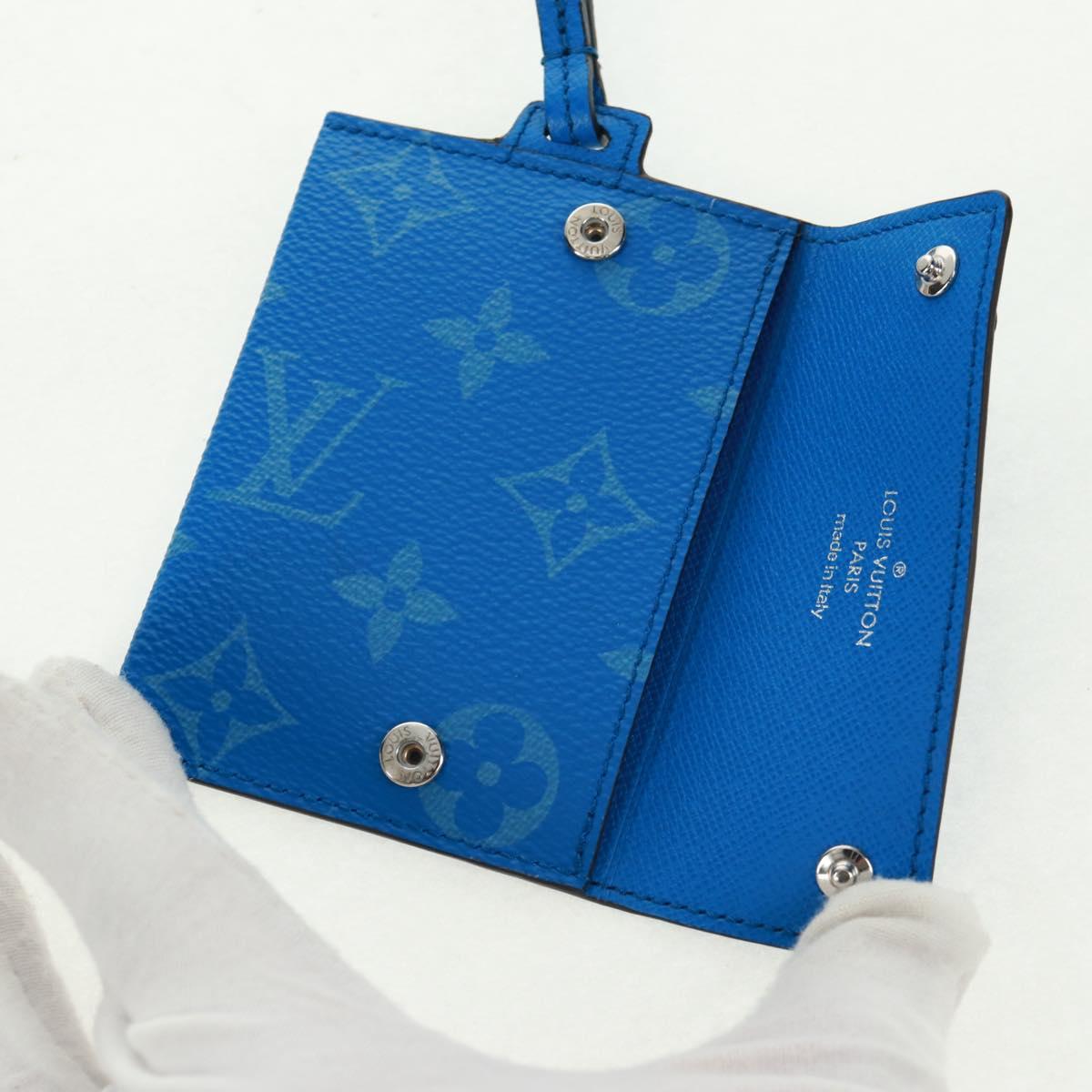 LOUIS VUITTON Monogram Pockets On Strap Card Case Blue M83154 LV Auth 160962M