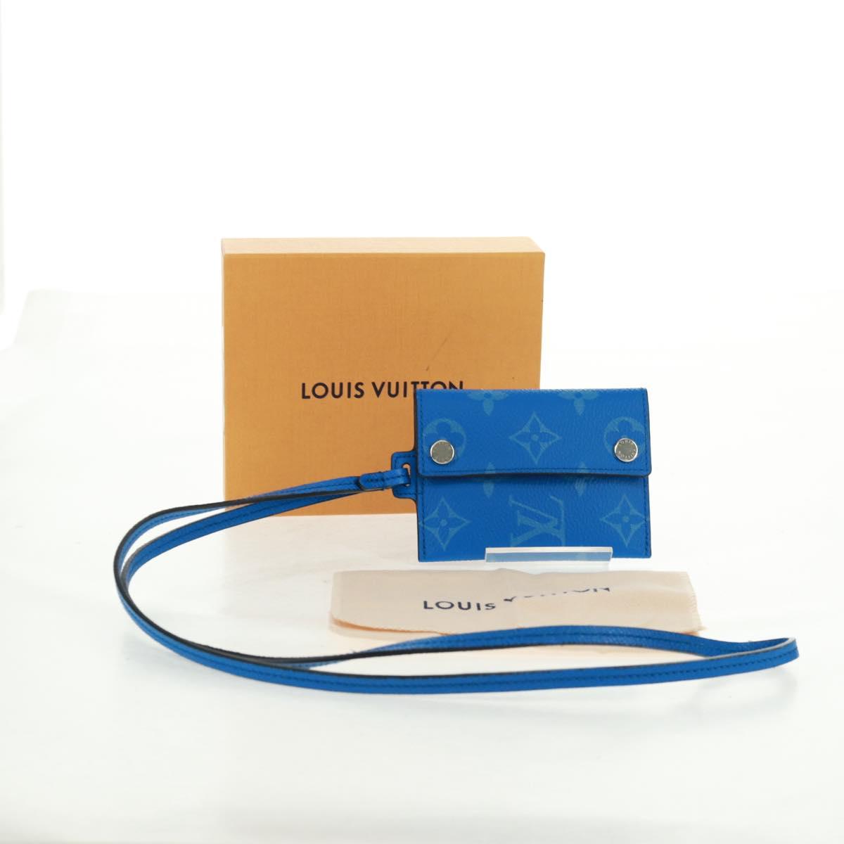 LOUIS VUITTON Monogram Pockets On Strap Card Case Blue M83154 LV Auth 160962M