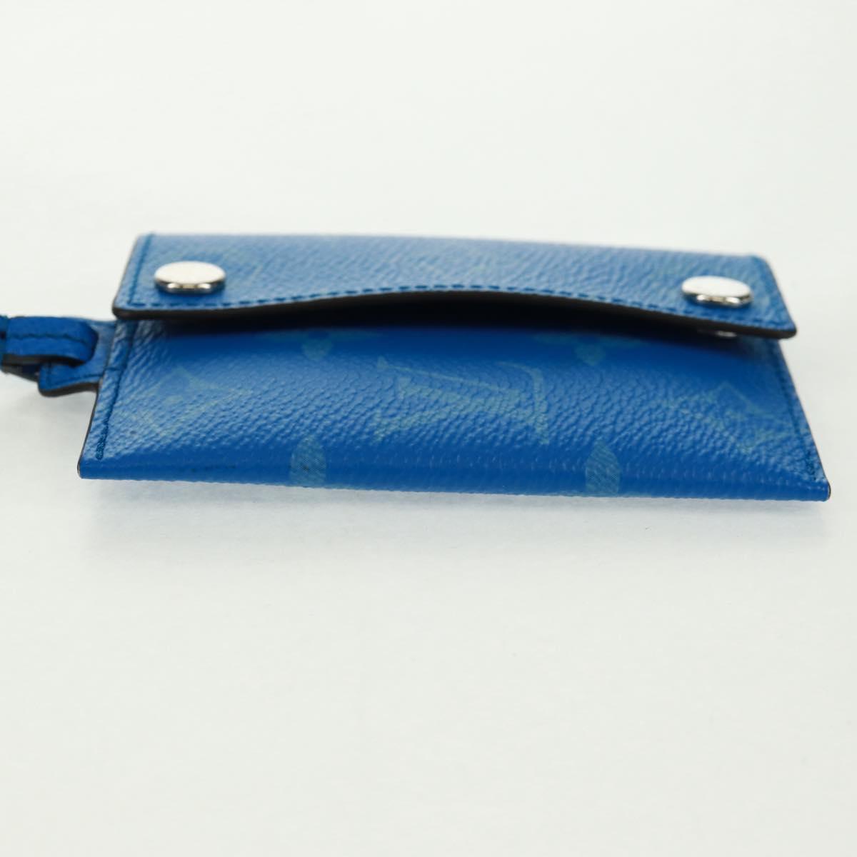 LOUIS VUITTON Monogram Pockets On Strap Card Case Blue M83154 LV Auth 160962M