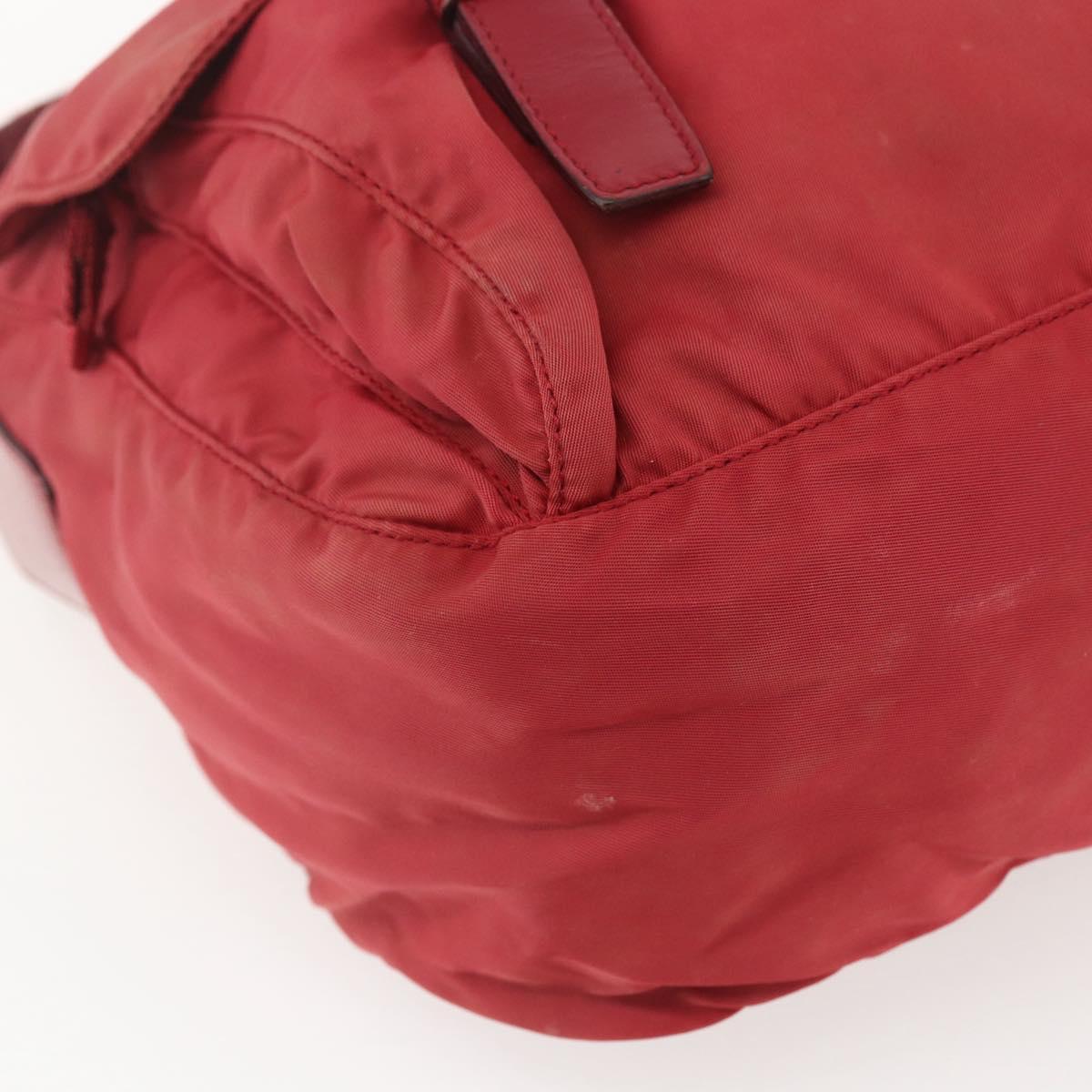 PRADA Shoulder Bag Nylon Red Silver Auth 160963