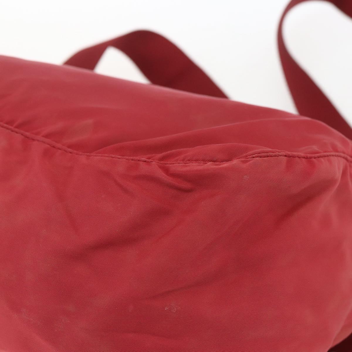 PRADA Shoulder Bag Nylon Red Silver Auth 160963