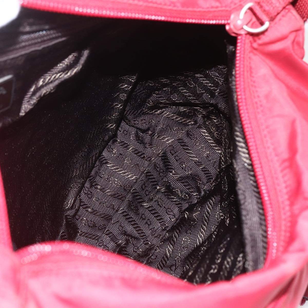 PRADA Shoulder Bag Nylon Red Silver Auth 160963