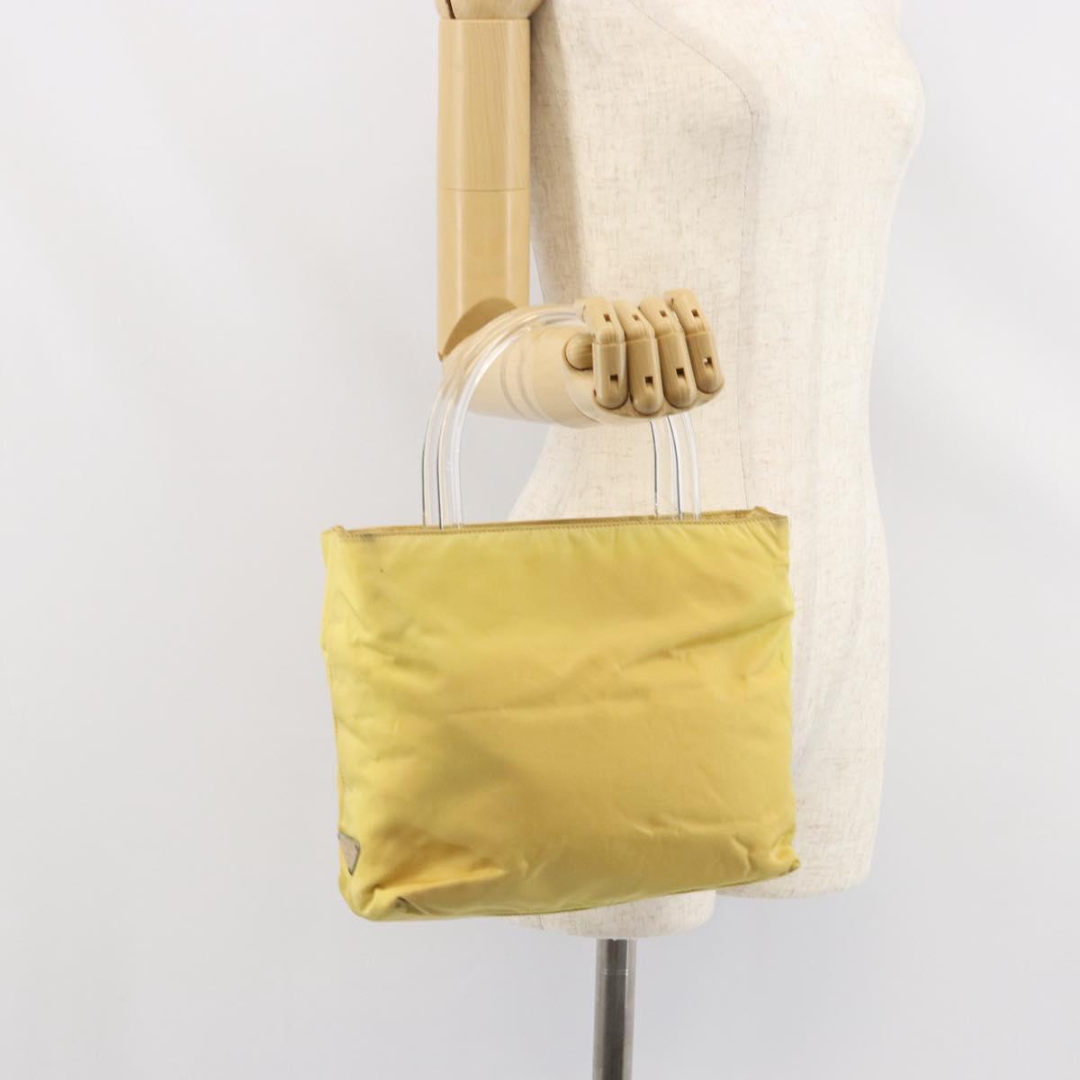 PRADA Hand Bag Nylon Yellow Auth 160966