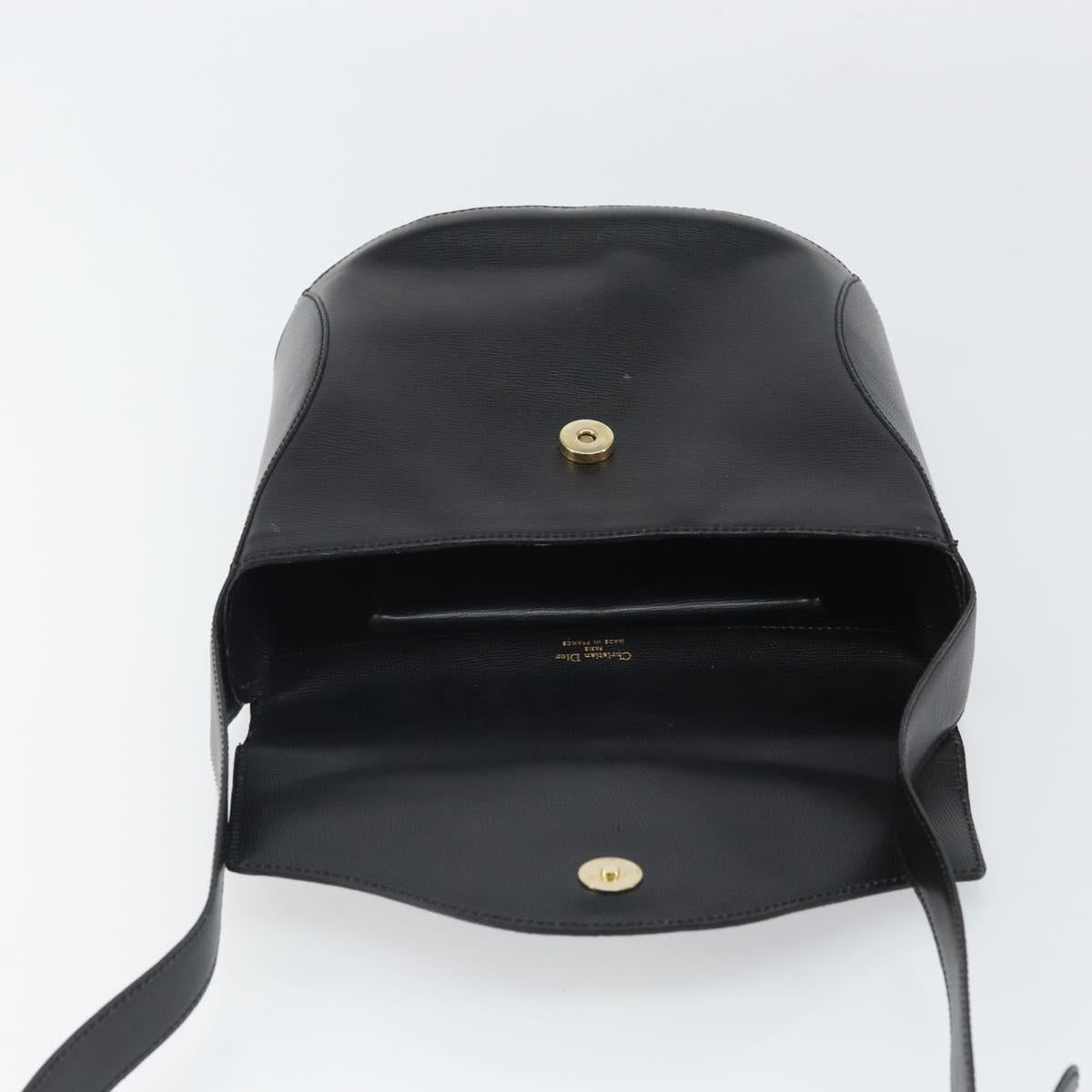 Christian Dior Shoulder Bag Leather Black Gold Auth 160970