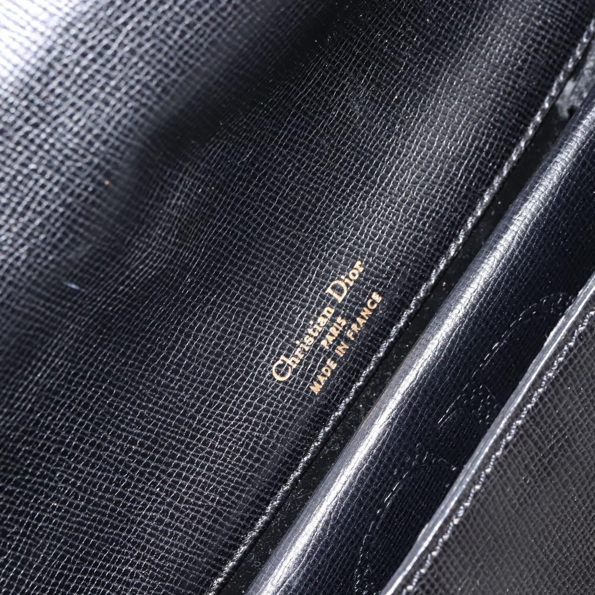 Christian Dior Shoulder Bag Leather Black Gold Auth 160970