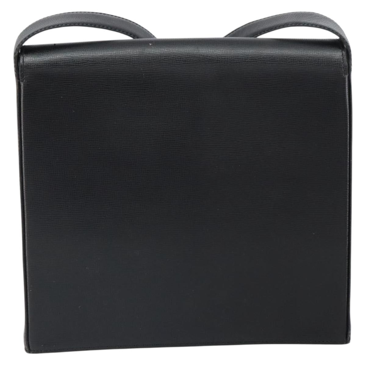 Christian Dior Shoulder Bag Leather Black Gold Auth 160970