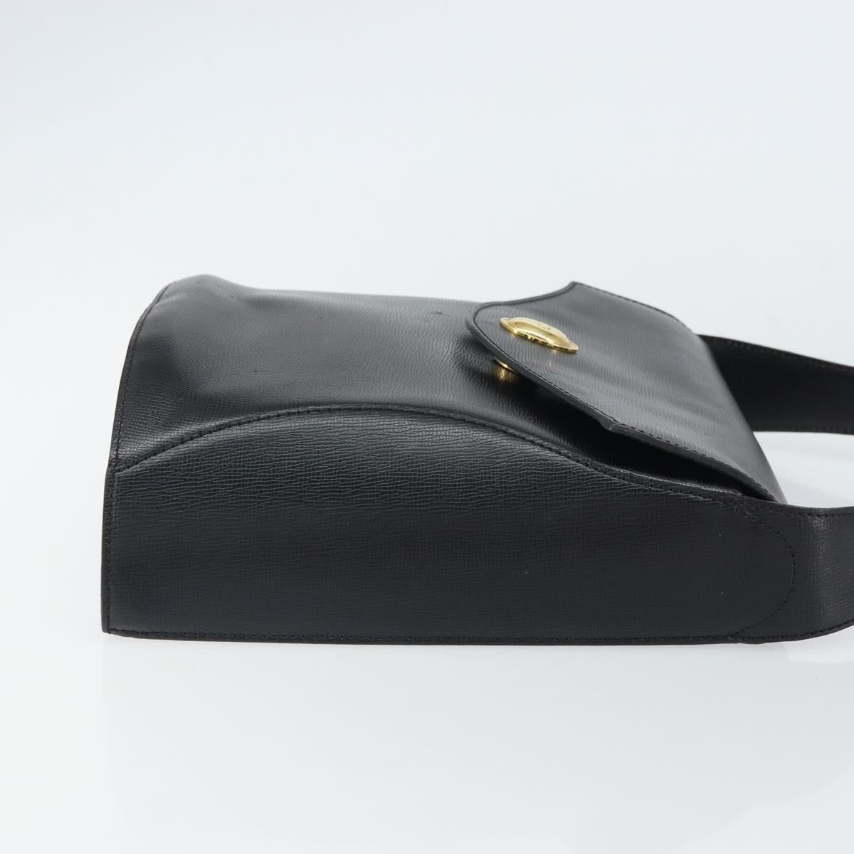 Christian Dior Shoulder Bag Leather Black Gold Auth 160970