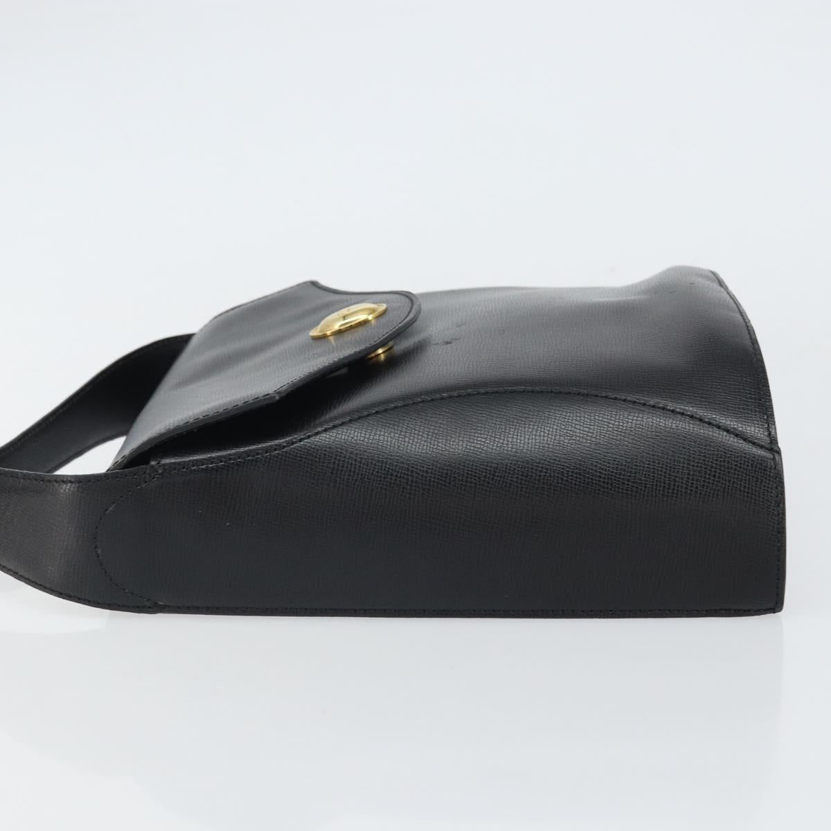 Christian Dior Shoulder Bag Leather Black Gold Auth 160970