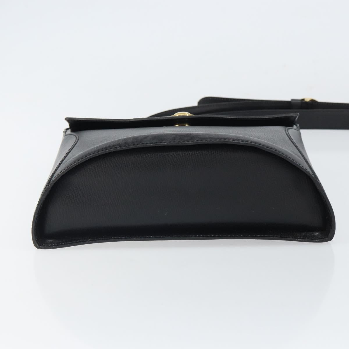 Christian Dior Shoulder Bag Leather Black Gold Auth 160970