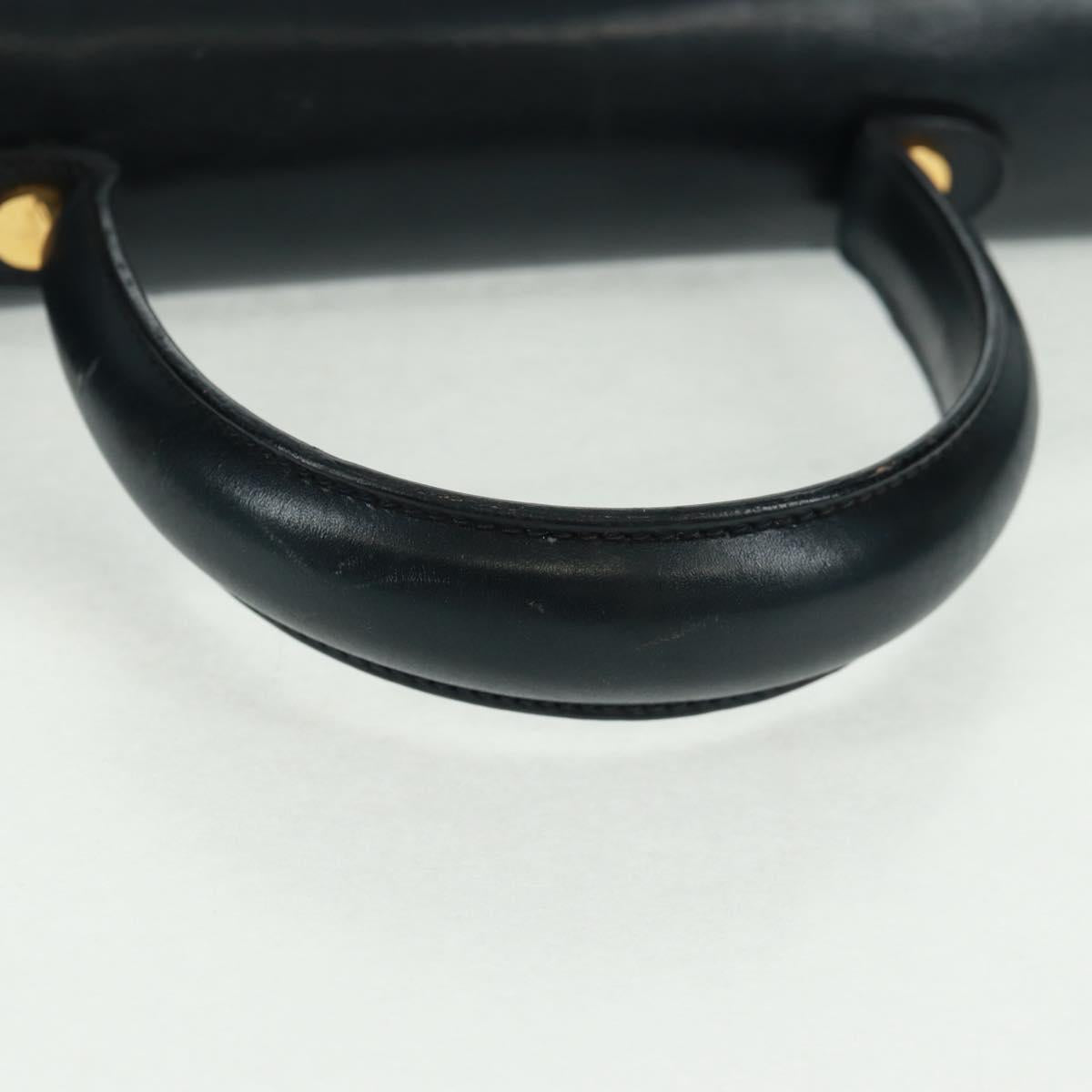 Salvatore Ferragamo Gancini Hand Bag Leather 2way Navy Gold Auth 160979