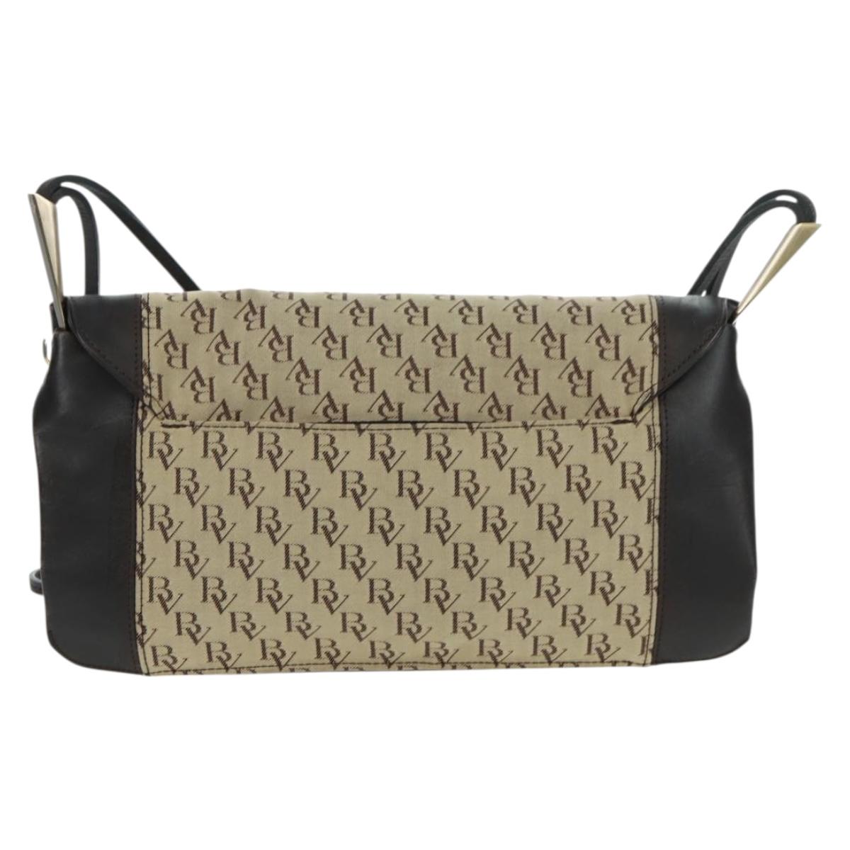 BOTTEGA VENETA Shoulder Bag Canvas Beige Gold Auth 160980