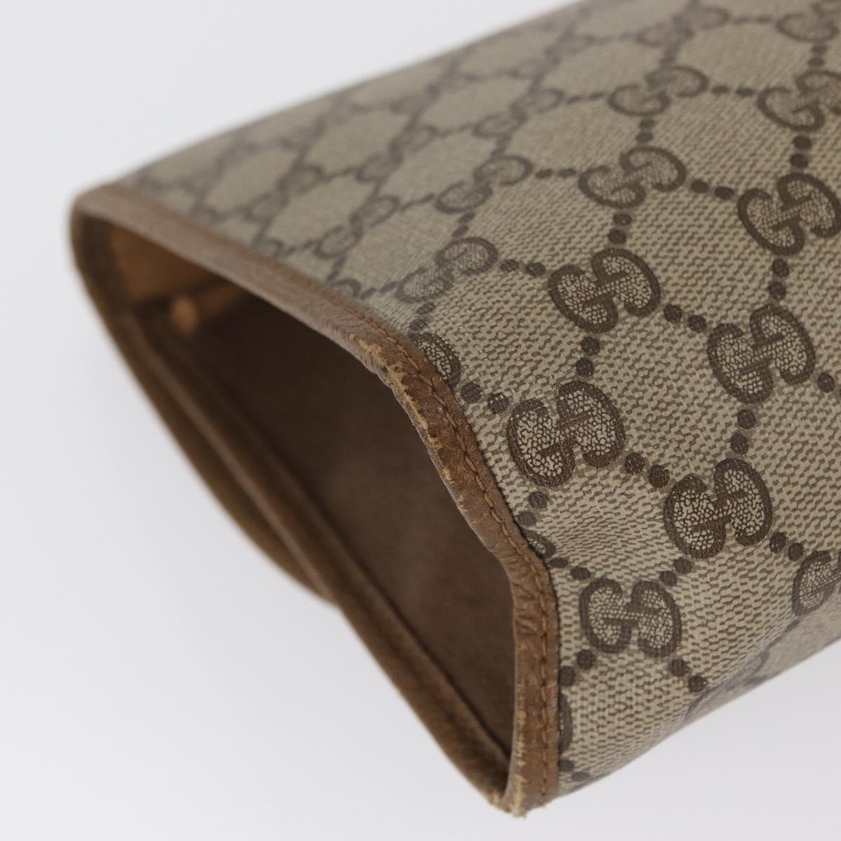 GUCCI GG Supreme Web Sherry Line Clutch Bag PVC Beige Gold 89 01 031 Auth 160983