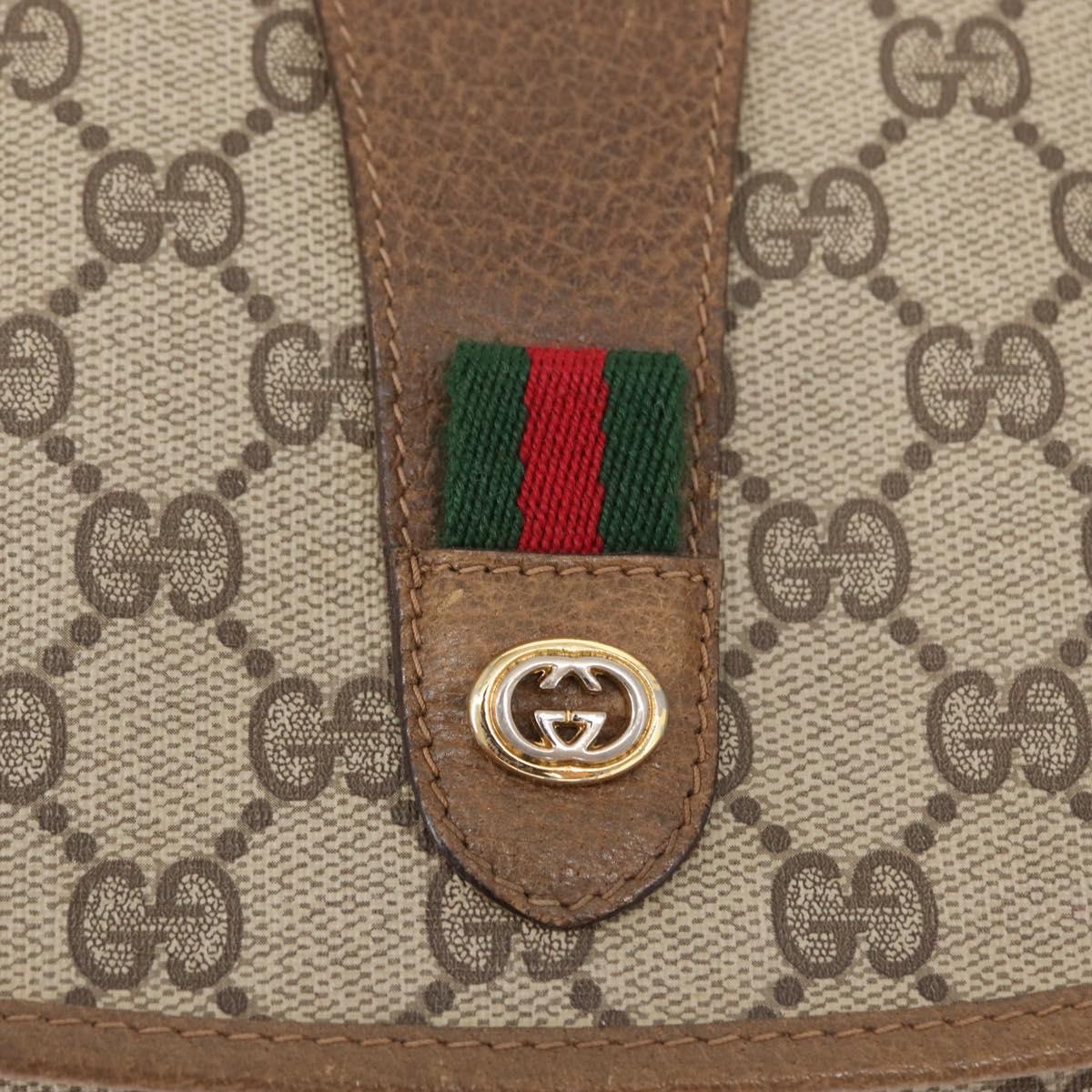 GUCCI GG Supreme Web Sherry Line Clutch Bag PVC Beige Gold 89 01 031 Auth 160983