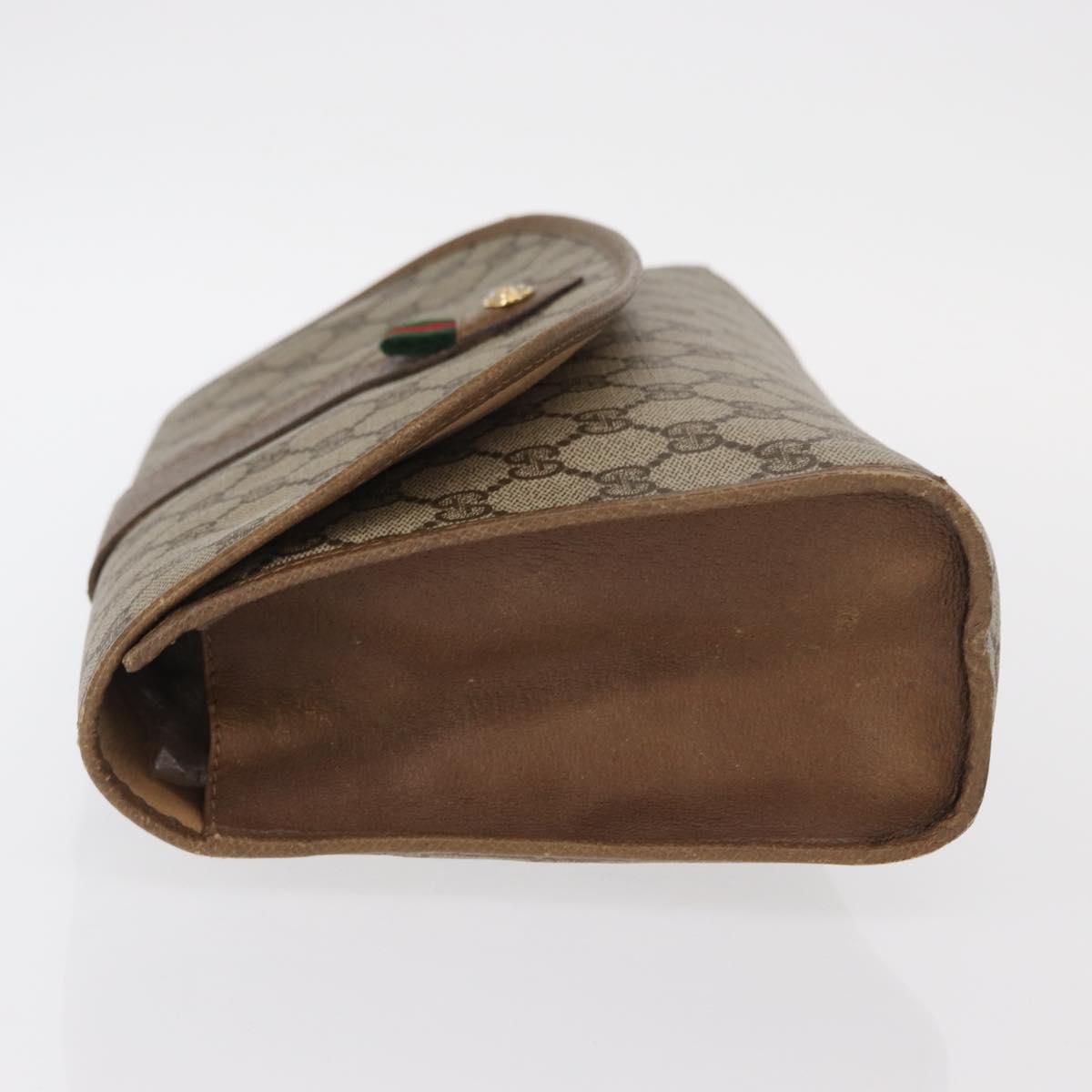 GUCCI GG Supreme Web Sherry Line Clutch Bag PVC Beige Gold 89 01 031 Auth 160983