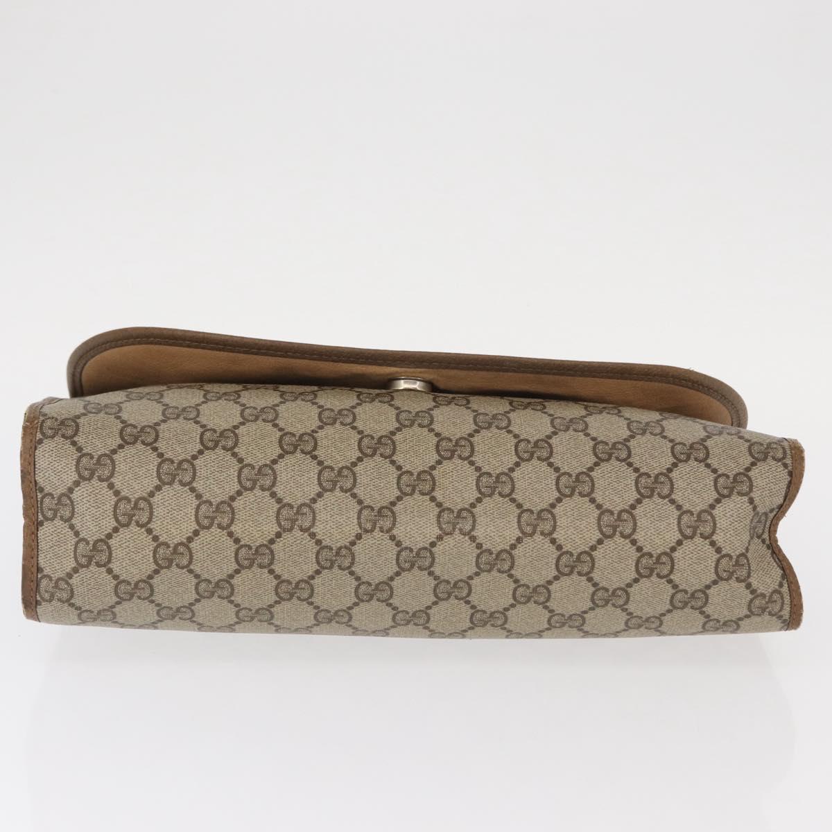 GUCCI GG Supreme Web Sherry Line Clutch Bag PVC Beige Gold 89 01 031 Auth 160983