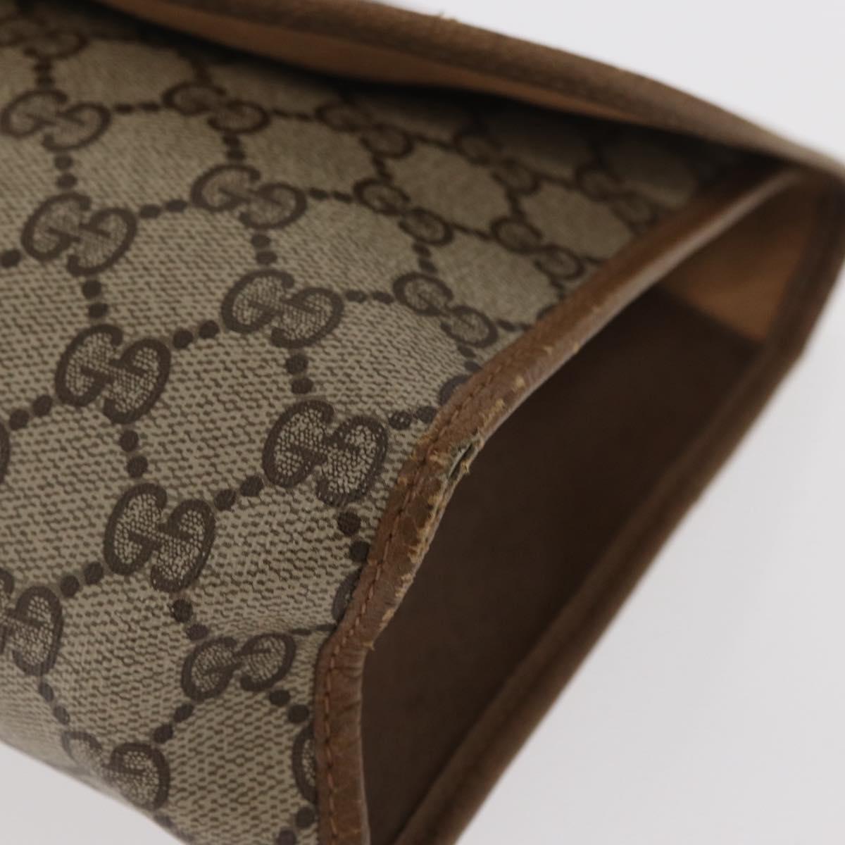 GUCCI GG Supreme Web Sherry Line Clutch Bag PVC Beige Gold 89 01 031 Auth 160983