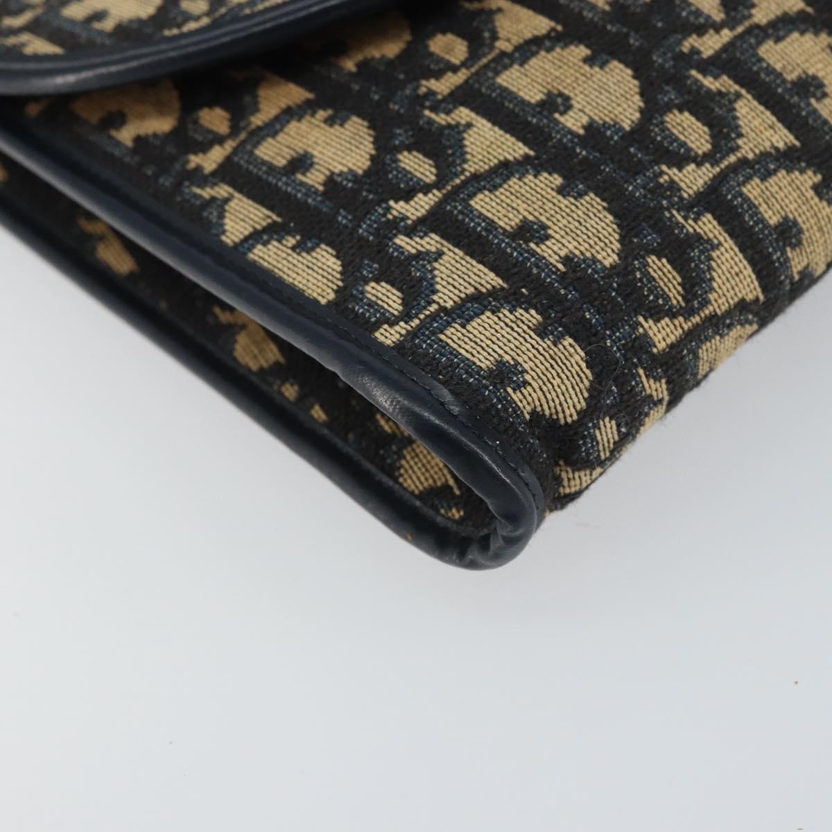 Christian Dior Trotter Canvas Chain Shoulder Bag Navy Gold Auth 160991