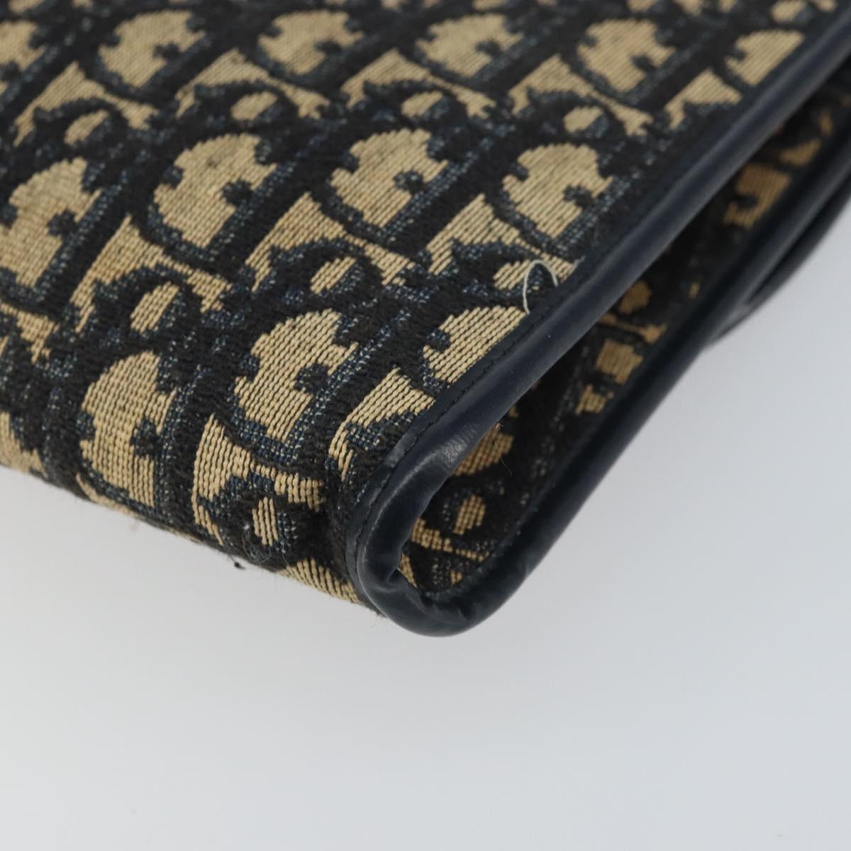 Christian Dior Trotter Canvas Chain Shoulder Bag Navy Gold Auth 160991